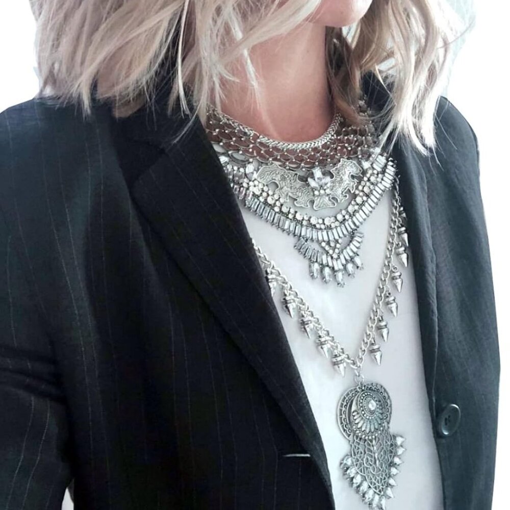 Long Tassel Chunky Boho Coin Statement Necklace For Women Silver - Picture 4 of 7